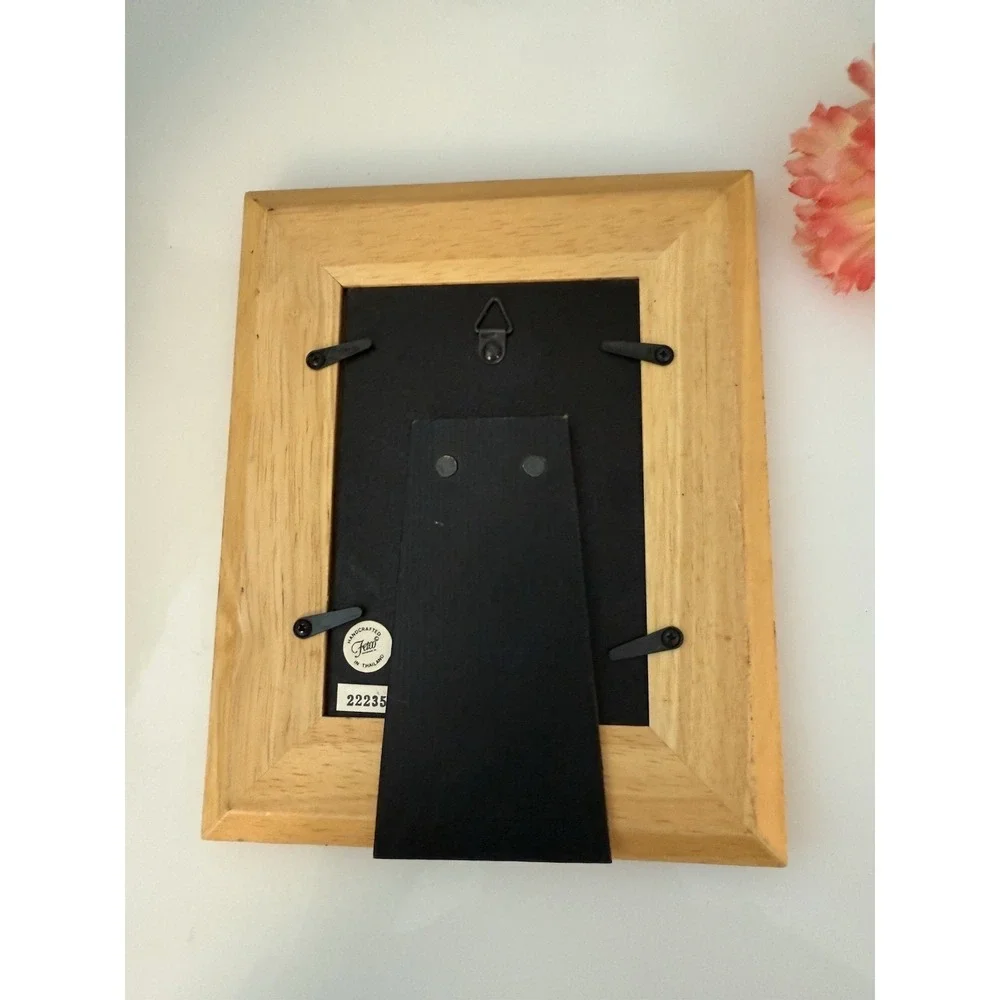 Vintage 80s Fetco Handcrafted Wooden Picture Frame With Animals Nursery Baby New